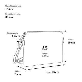 Minimalistická crossbody kabelka zo syntetiky Carmelo materiál syntetická koža zapínanie na zips farba béžová veľkosť malá 4333 BE Rozmery