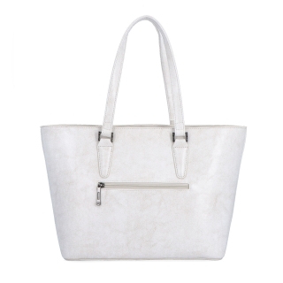 Shopper kabelka cez rameno Noelia Bolger materiál kože zapínanie na zips farba biela veľkosť veľká NB 0047 OW Zozadu