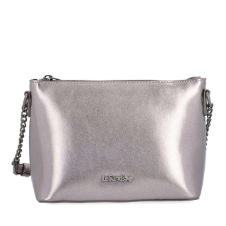Elegantná crossbody kabelka s s reťazou Le Sands materiál syntetická koža zapínanie na zips farba metalíza veľkosť malá 4379 TI Spredu