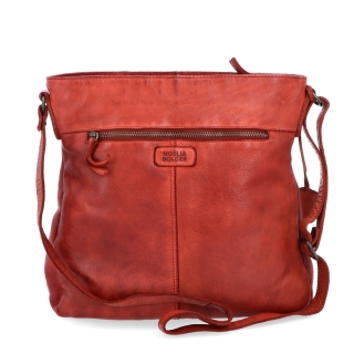 Kožená crossbody kabelka s prešívaním Noelia Bolger materiál kože zapínanie na zips farba červená veľkosť stredná NB 2002 CV Zozadu