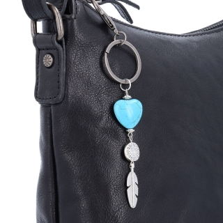 Kožená crossbody kabelka s príveskom Noelia Bolger materiál kože zapínanie na zips farba čierna veľkosť malá NB 3100 C Detail