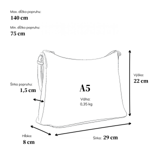 Elagantná crossbody kabelka Tangerin materiál syntetická koža zapínanie na zips farba hnedá veľkosť malá 8029 TH Rozmery