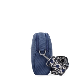 Štýlová crossbody kabelka s textúrovaným povrchom Tangerin materiál syntetická koža zapínanie na zips farba modrá veľkosť malá 4365 M Z boku