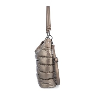 Mäkká kabelka s prešívaním a elegantným štýlom Carmelo materiál nylon zapínanie na zips farba metalíza veľkosť stredná 4383 BR Z boku