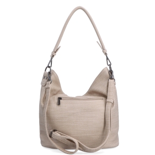 Originálna hobo bag Carmelo materiál syntetická koža zapínanie na zips farba béžová veľkosť stredná 4304 BE Zozadu