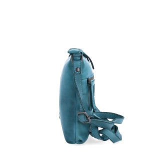Elegantná kožená crossbody kabelka Noelia Bolger materiál kože zapínanie na zips farba tyrkysová veľkosť malá NB 2415 TYR Z boku