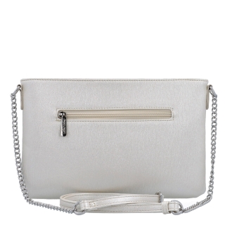 Elegantná crossbody kabelka s jemným leskom Le Sands materiál syntetická koža zapínanie na zips farba béžová veľkosť malá 4608 PRL Zozadu