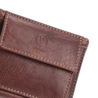 Unisex kožená peňaženka Poyem materiál kože zapínanie na cvok farba hnedá veľkosť malá 5239 Poyem H Logo