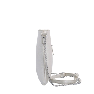 Elegantná crossbody kabelka s jemným leskom Le Sands materiál syntetická koža zapínanie na zips farba béžová veľkosť malá 4608 PRL Z boku