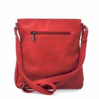 Crossbody kabelka s jednoduchým prešívaním Tangerin materiál syntetická koža zapínanie na zips farba červená veľkosť stredná 8003 CV Zozadu