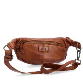 Moderná kožená crossbody ľadvinka Noelia Bolger materiál kože zapínanie na zips farba koňaková veľkosť malá NB 2402 KO Zozadu