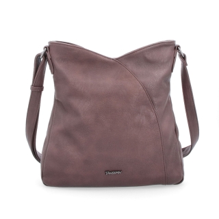 Asymetrická crossbody kabelka s prešívaním Tangerin materiál syntetická koža zapínanie na zips farba hnedá veľkosť stredná 8023 TH Spredu