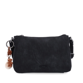 Elegantná malá crossbody kabelka Carmelo materiál syntetická koža zapínanie na zips farba čierna veľkosť malá 4666 C Spredu