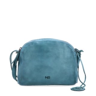 Kvalitná kožená crossbody kabelka Noelia Bolger materiál kože zapínanie na zips farba tyrkysová veľkosť malá NB 2408 TYR Spredu