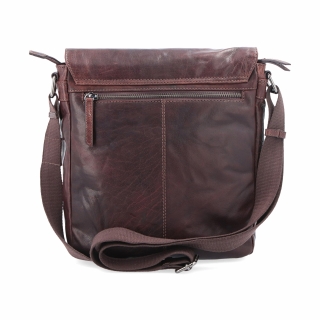 Kožená crossbody s chlopňou Poyem materiál kože zapínanie s chlopňou farba hnedá veľkosť stredná 2207 Poyem H Zozadu
