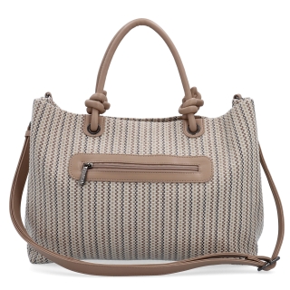 Priestranná shopper kabelka s originálnymi uchami Le Sands materiál syntetická koža zapínanie na zips farba béžová veľkosť veľká 4613 BE Zozadu