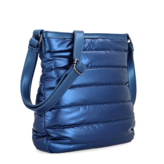 Moderná dámska kabelka z nadýchaného nylonu Carmelo materiál nylon zapínanie na zips farba modrá veľkosť stredná 4382 M