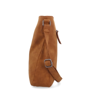 Štýlová crossbody kabelka s čistým dizajnom Tangerin materiál syntetická koža zapínanie na zips farba koňaková veľkosť stredná 1101 KA Z boku