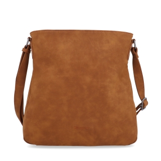 Štýlová crossbody kabelka s čistým dizajnom Tangerin materiál syntetická koža zapínanie na zips farba koňaková veľkosť stredná 1101 KA Spredu