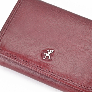 Praktická kožená peňaženka Cosset materiál kože zapínanie na cvok farba vínová veľkosť malá 4509 Komodo BO Logo