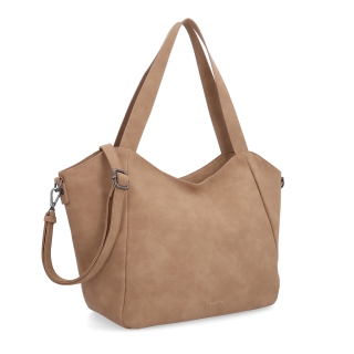 Veľká kabelka na rameno s crossbody popruhom Tangerin materiál syntetická koža zapínanie na zips farba béžová veľkosť veľká 1120 MO