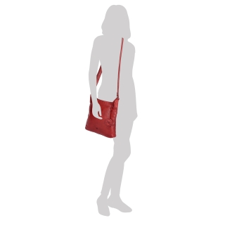 Kožená crossbody kabelka na každý deň Noelia Bolger materiál kože zapínanie na zips farba červená veľkosť malá NB 2404 CV Na postave