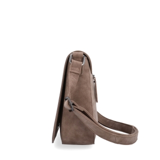 Elegantná crossbody kabelka s chlopňou Tangerin materiál syntetická koža zapínanie na zips farba hnedá veľkosť stredná 1115 H Z boku