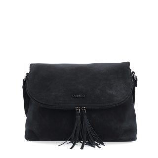 Štýlová crossbody kabelka s praktickou klopou Carmelo materiál syntetická koža zapínanie na zips farba čierna veľkosť malá 4661 C Spredu