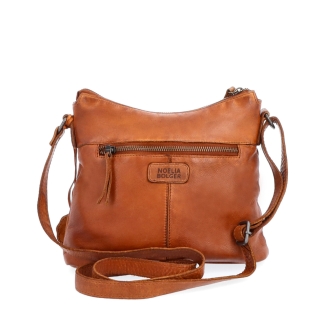 Kožená crossbody kabelka s moderným dizajnom Noelia Bolger materiál kože zapínanie na zips farba koňaková veľkosť malá NB 2400 KO Zozadu
