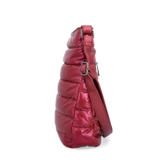 Moderná dámska kabelka z nadýchaného nylonu Carmelo materiál nylon zapínanie na zips farba vínová veľkosť stredná 4382 BO Z boku