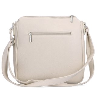 Stredná crossbody kabelka s predným vreckom na cvoček Carmelo materiál syntetická koža zapínanie na zips farba béžová veľkosť stredná 4331 BE Zozadu