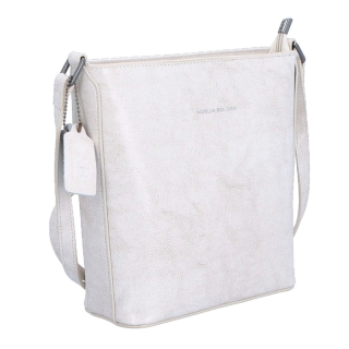 Malá elegantná kožená crossbody kabelka Noelia Bolger materiál kože zapínanie na zips farba biela veľkosť malá NB 0065 OW