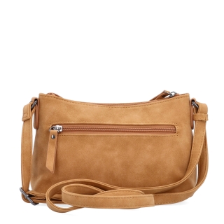 Malá elegantná crossbody kabelka Tangerin materiál syntetická koža zapínanie na zips farba koňaková veľkosť malá 1109 CAM Zozadu