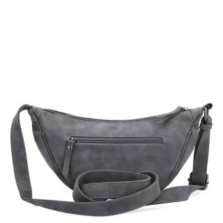 Štýlový dámský Moonbag zo syntetického materiálu Tangerin materiál syntetická koža zapínanie na zips farba sivá veľkosť malá 1112 ANT Zozadu