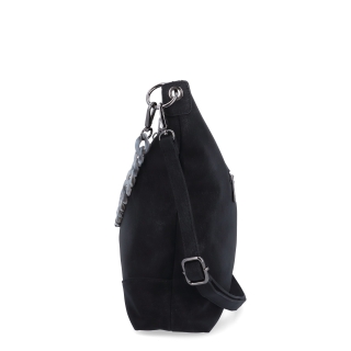 Štýlová crossbody kabelka s odnímateľným reťazom Carmelo materiál syntetická koža zapínanie na zips farba čierna veľkosť stredná 4660 C Z boku