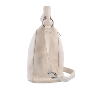 Mestská crossbody kabelka s hebkým povrchom a deleným vnútrom Tangerin materiál syntetická koža zapínanie na zips farba béžová veľkosť stredná 7015 BE Z boku