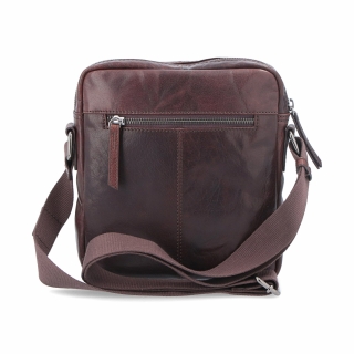Kožená crossbody taška Poyem materiál kože farba hnedá veľkosť malá 2206 Poyem H Zozadu