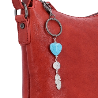 Kožená crossbody kabelka s príveskom Noelia Bolger materiál kože zapínanie na zips farba červená veľkosť malá NB 3100 CV Detail