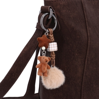Praktická crossbody kabelka s odnímateľným príveskom Carmelo materiál syntetická koža zapínanie na zips farba hnedá veľkosť malá 4662 H Detail