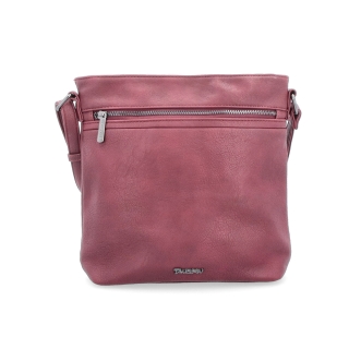 Menší crossbody kabelka Tangerin materiál syntetická koža zapínanie na zips farba vínová veľkosť stredná 8022 BO Spredu