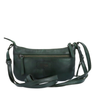 Malá elegantná kožená crossbody kabelka Noelia Bolger materiál kože zapínanie na zips farba zelená veľkosť malá NB 2420 ZE Zozadu
