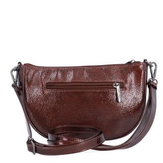 Štýlová crossbody kabelka s odnímateľnou ozdobnou retiazkou Le Sands materiál syntetická koža zapínanie na zips farba hnedá veľkosť malá 4639 H Zozadu