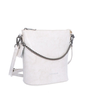 Elegantná kožená crossbody s retiazkou Noelia Bolger materiál kože zapínanie na zips farba biela veľkosť malá NB 0048 OW