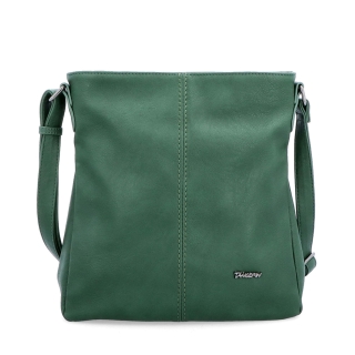 Crossbody kabelka s jednoduchým prešívaním Tangerin materiál syntetická koža zapínanie na zips farba zelená veľkosť stredná 8003 TZE Spredu