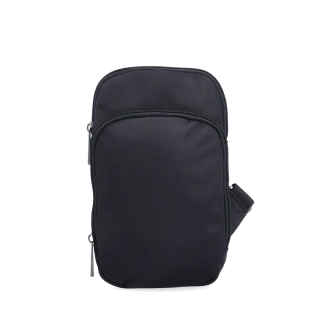 Praktická crossbody taška na mobilný telefón a peňaženku Carmelo materiál nylon zapínanie na zips farba čierna veľkosť malá 6600 C Spredu