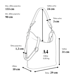 Mäkká kabelka s prešívaním a elegantným štýlom Carmelo materiál nylon zapínanie na zips farba metalíza veľkosť stredná 4383 TI Rozmery