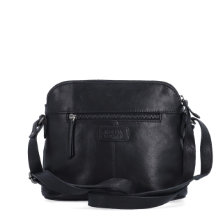 Kožená crossbody kabelka s vreckom a príveskom Noelia Bolger materiál kože zapínanie na zips farba čierna veľkosť malá NB 3105 C Zozadu