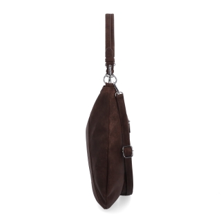 Praktická kabelka cez rameno aj crossbody s prešívaním Carmelo materiál syntetická koža zapínanie na zips farba hnedá veľkosť stredná 4656 H Z boku