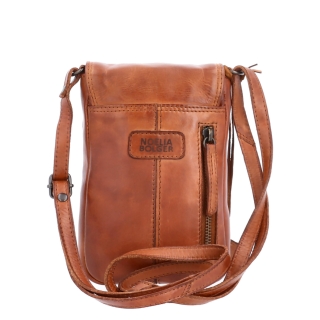 Kožená crossbody taška s chlopňou Noelia Bolger materiál kože zapínanie s chlopňou farba koňaková veľkosť malá NB 2418 KO Zozadu