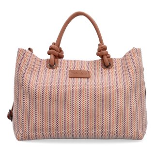 Priestranná shopper kabelka s originálnymi uchami Le Sands materiál syntetická koža zapínanie na zips farba oranžová veľkosť veľká 4613 O Spredu
